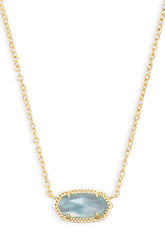 KENDRA SCOTT Elisa Short Pendant Necklace Gold Light Blue Illusion