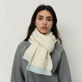 Winter Wool Blend Elegant Minimalist Two Color Splicing Scarf