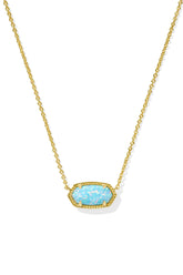 Elisa Gold Pendant Necklace Light Teal Kyocera Opal