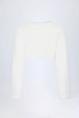 Faux Fur Cropped Bolero in White
