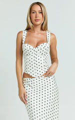 Runaway The Label - Karlita Bustier in White Polka