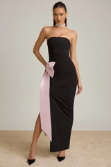 Strapless Bow-Detail Maxi Dress in Black