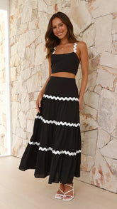 Hazel Blues® | Contrast Trim Cami and Maxi Skirt Set
