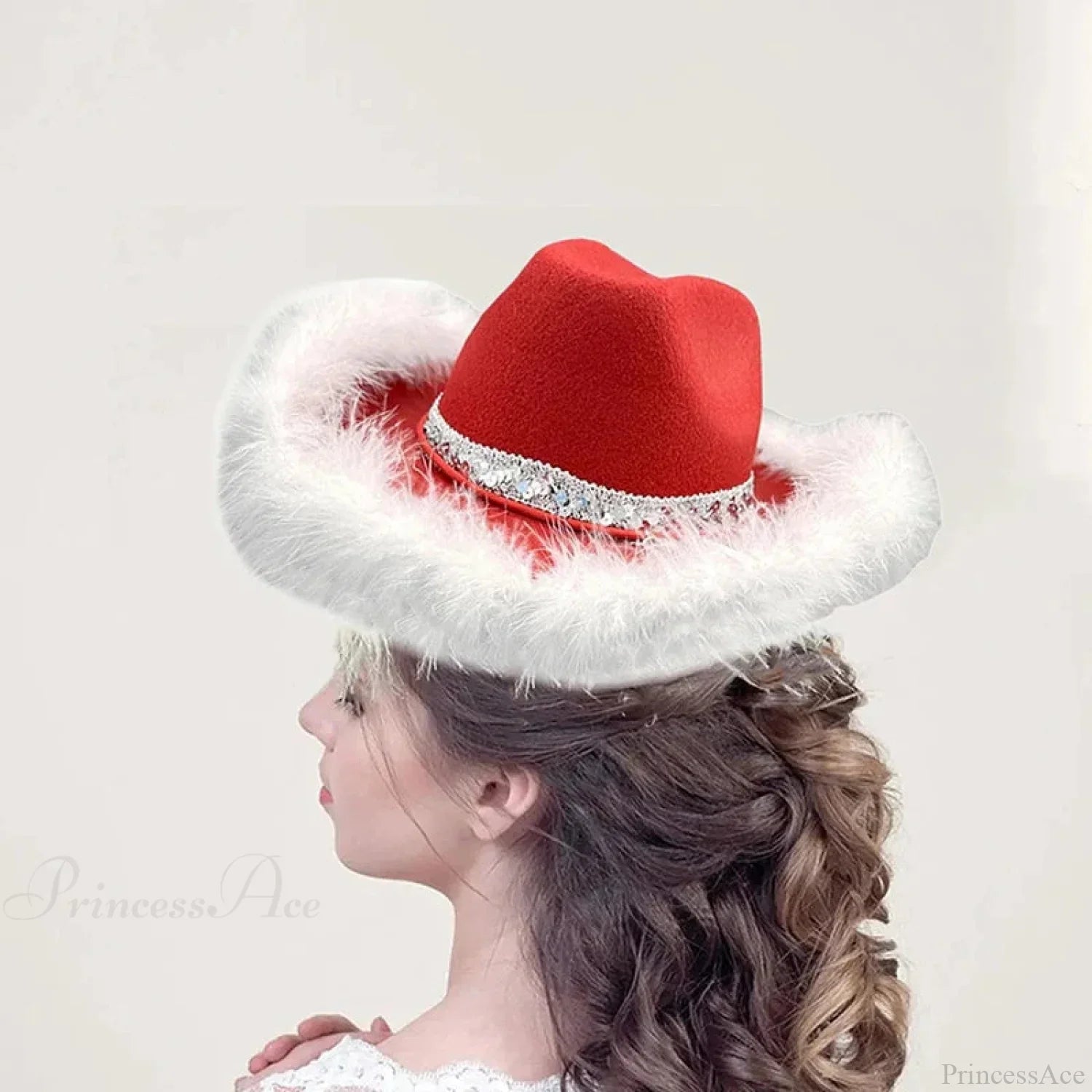 Cowgirl Christmas Sequined Belt Holiday Costume Hat