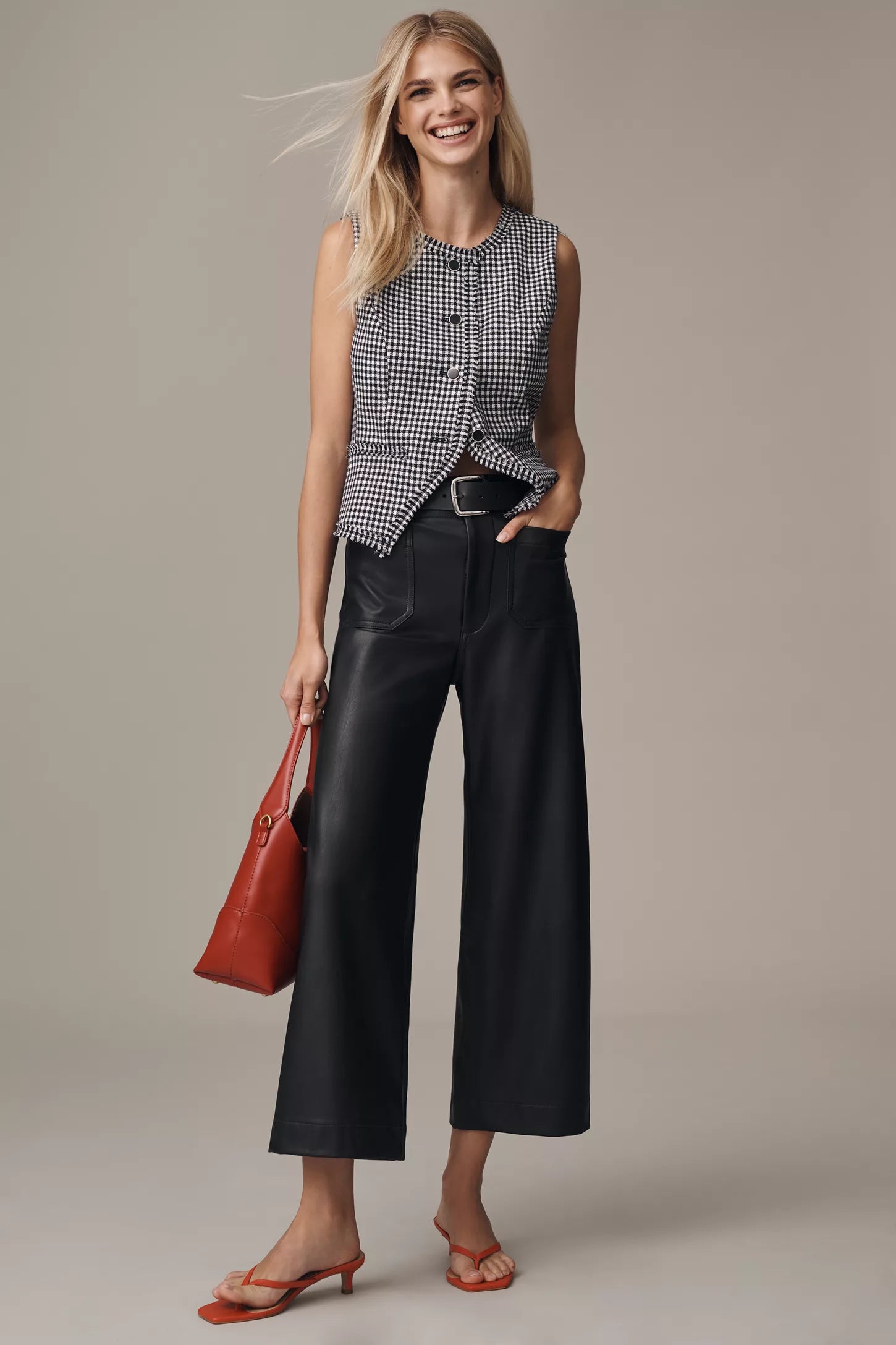 The Colette Faux Leather Crop Wide-Leg Pants