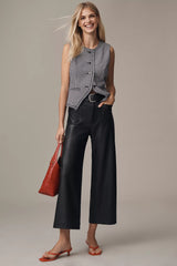 The Colette Faux Leather Crop Wide-Leg Pants
