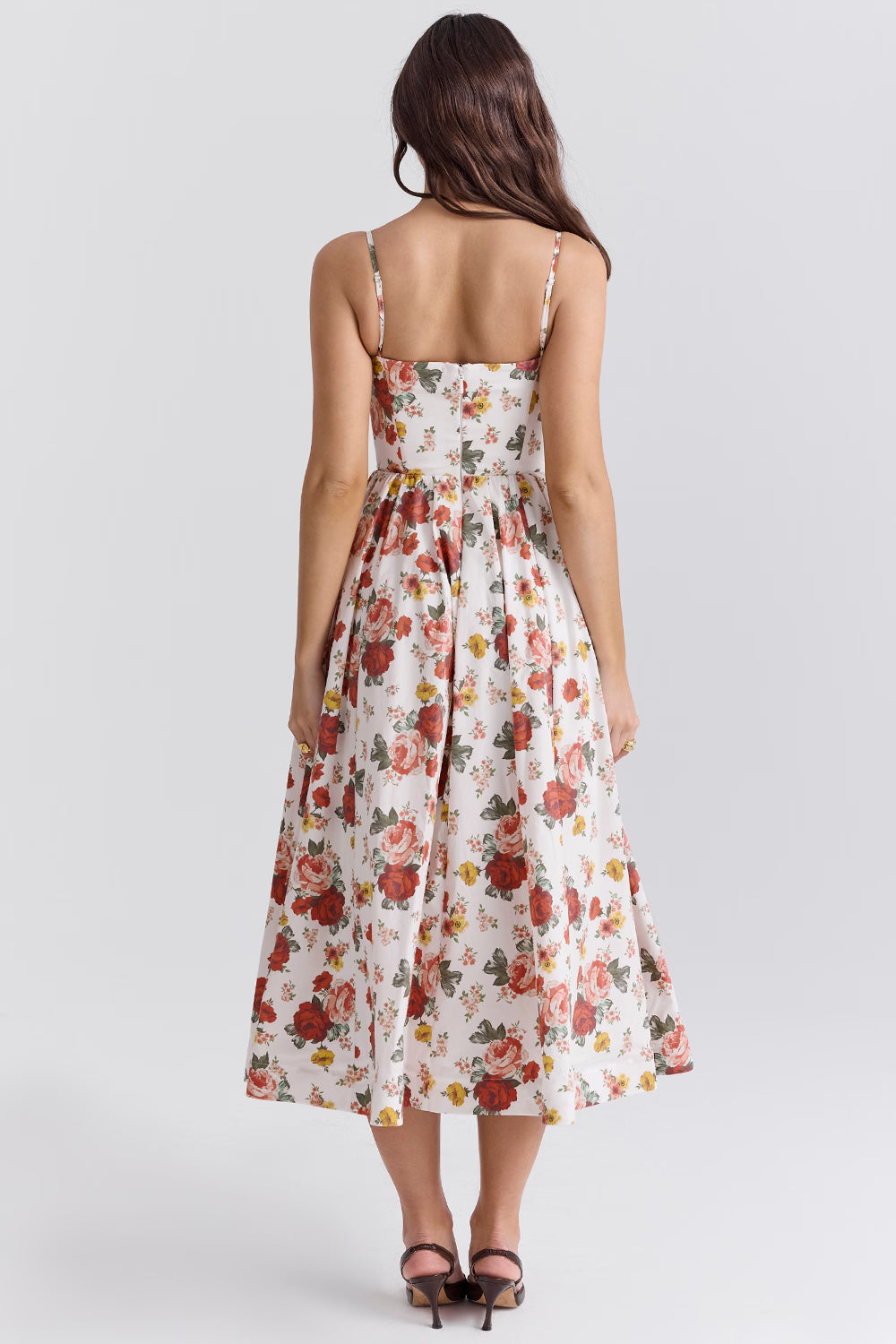 italian rose print cotton corset sundress