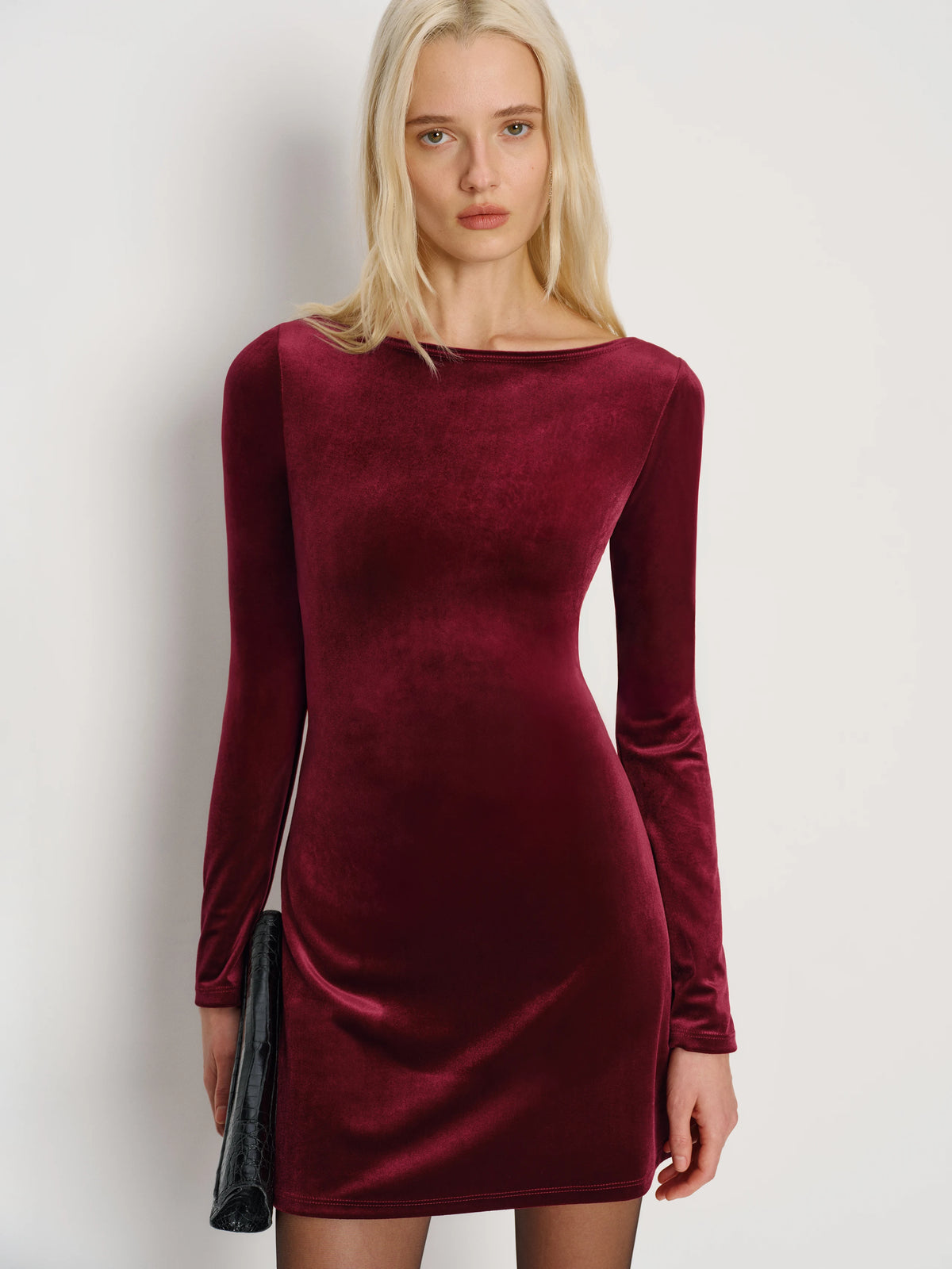 Jaelynn Knit Dress-Burgundy Velvet