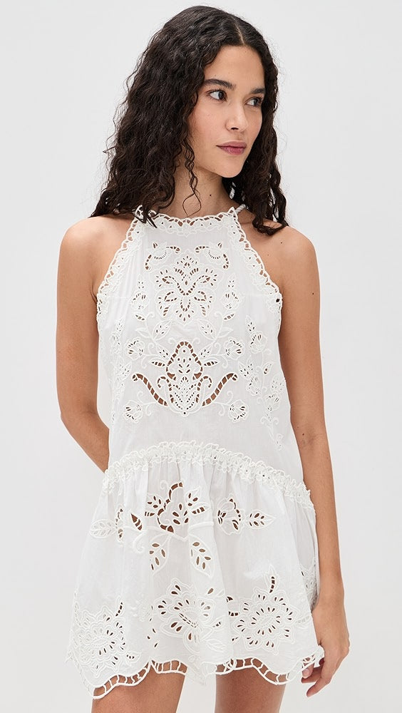 White Richilieu Mini Dress