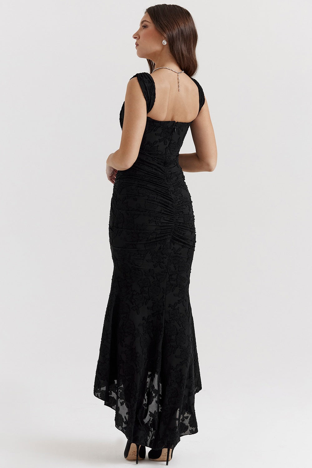 rose black floral maxi dress