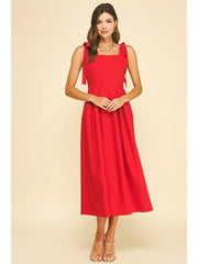 Ribbon Detail Red Dress