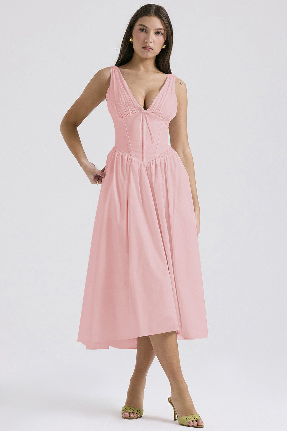 Pink cotton corset sundress