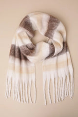 Alpine Attitude Ivory Striped Oversized Scarf