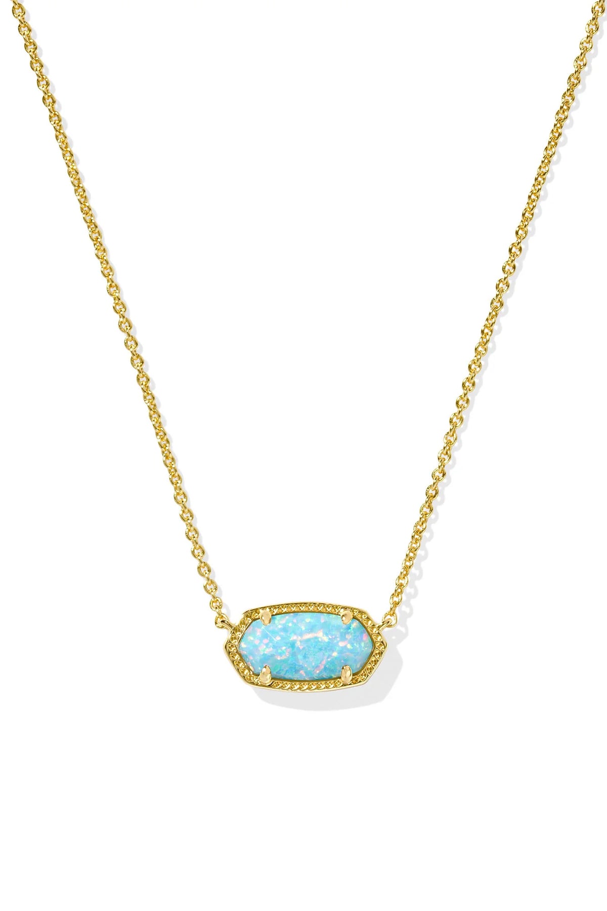 Elisa Gold Pendant Necklace Light Teal Kyocera Opal