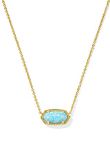 Elisa Gold Pendant Necklace Light Teal Kyocera Opal