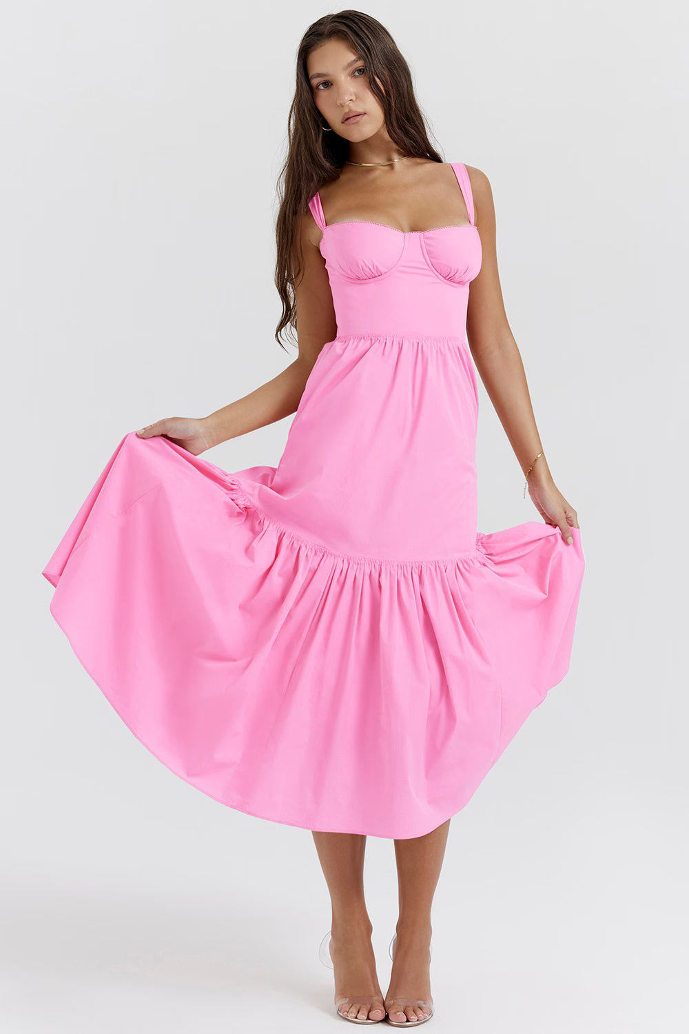 french pink midi sundress