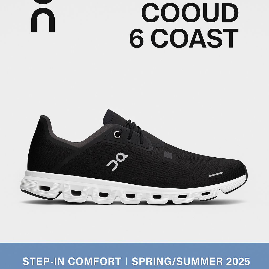 On Cloud 6 Coast Men's Sneakers – 2025 Spring/Summer Collection, Step-In Comfort, Casual Sport Style