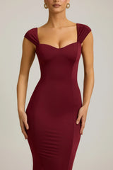 Slinky Jersey Bow-Detail Midaxi Dress in Wine Red