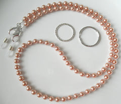 Eyeglass Lanyard Necklace, Rose Gold Crystal Pearls, Glasses Chain, Glasses Necklace, Women's ID Badge Holder, Sunglasses Chain