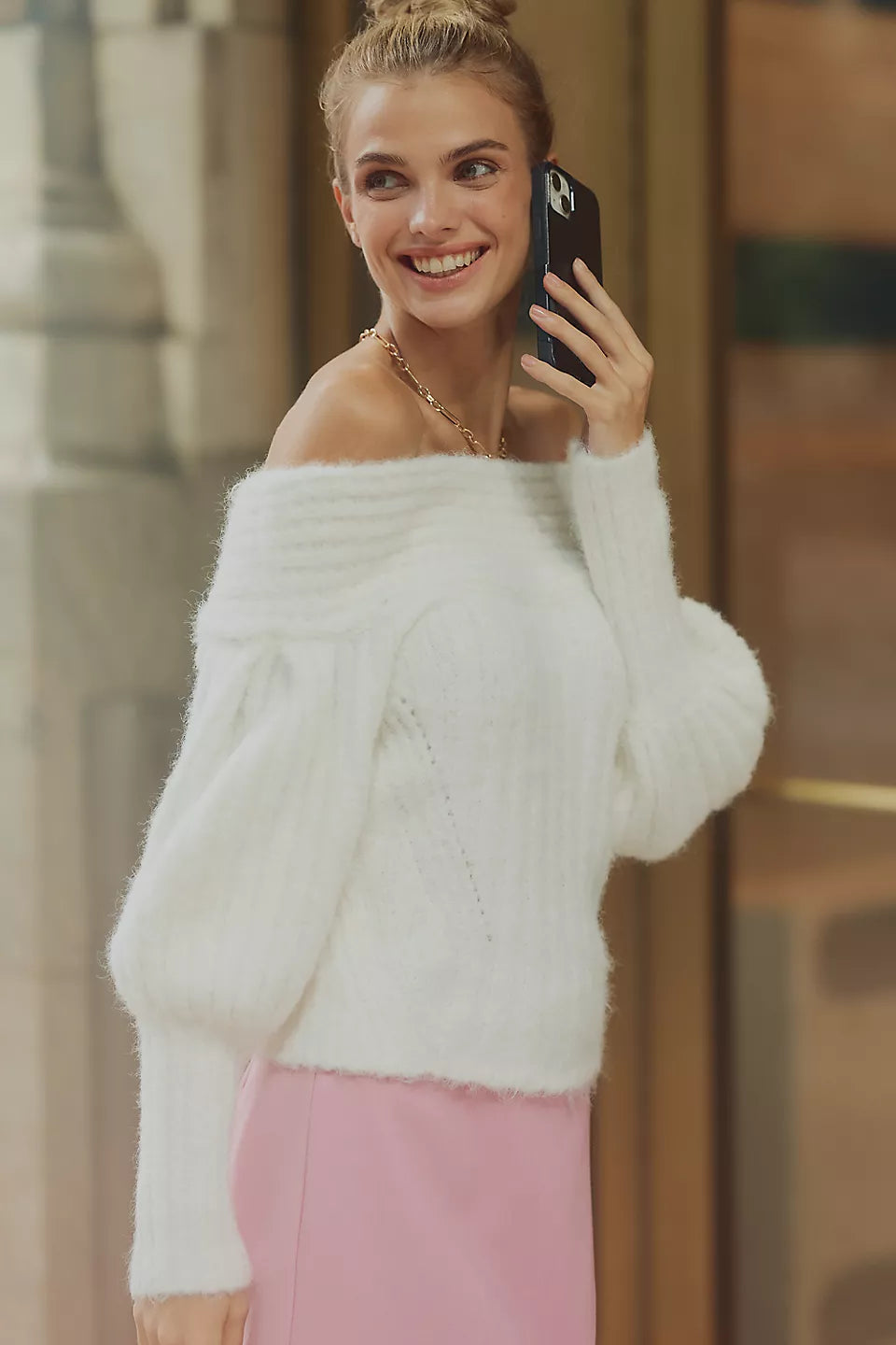 Off-Shoulder Batwing Sweater