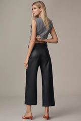 The Colette Faux Leather Crop Wide-Leg Pants