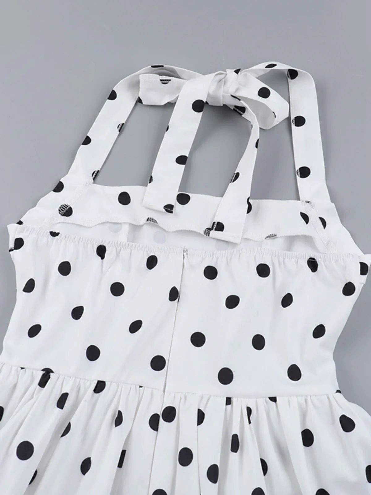 White 1960s Polka Dots Halter Tutu Dress