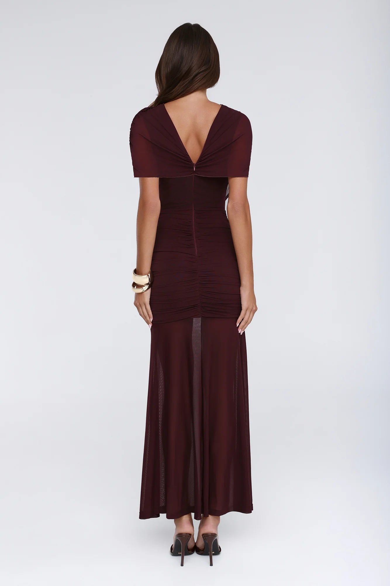 Effortless Theory Mesh Maxi Dress Burgundy