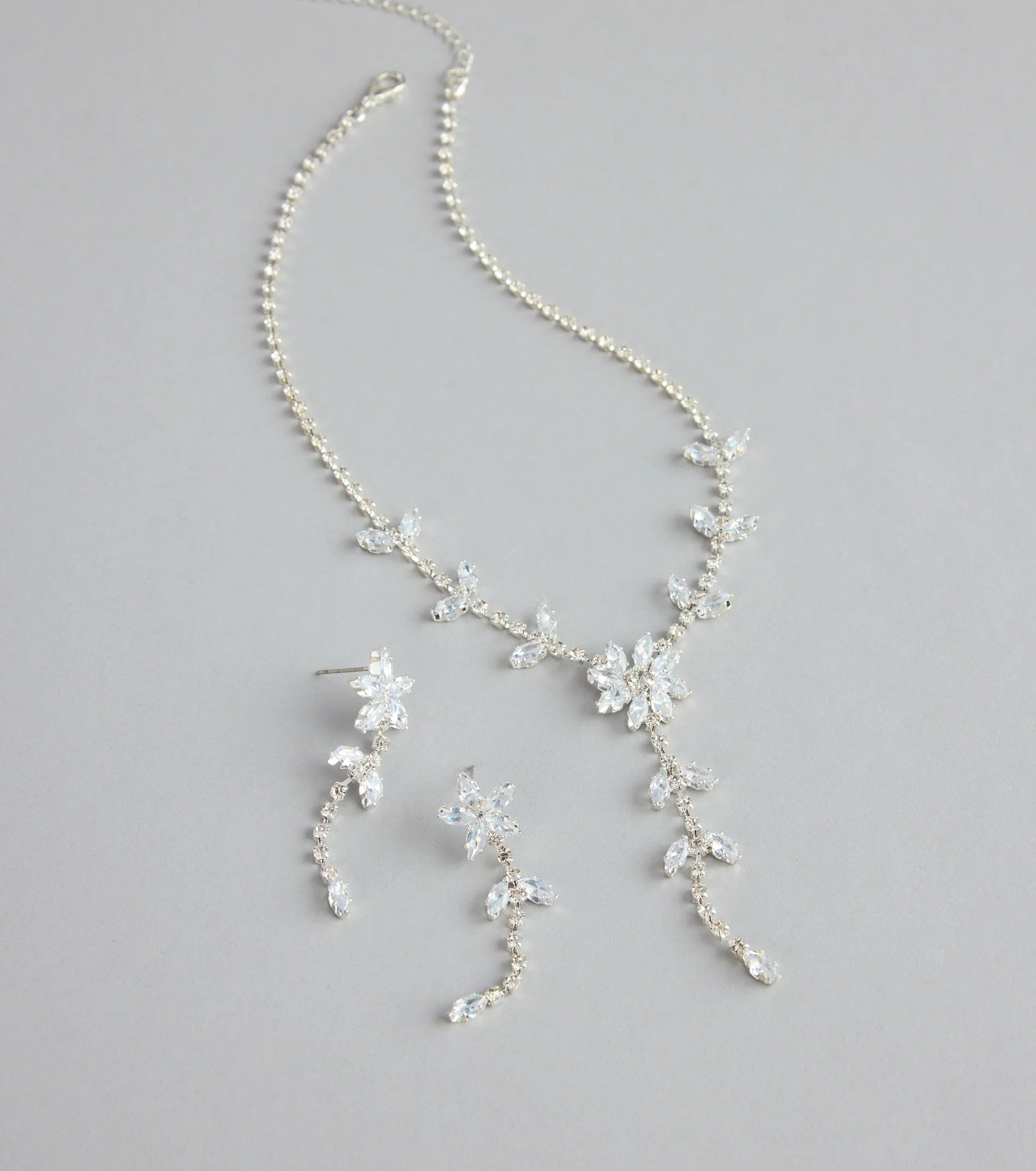 Starlet Bloom Rhinestone Necklace And Earrings Set