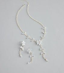 Starlet Bloom Rhinestone Necklace And Earrings Set