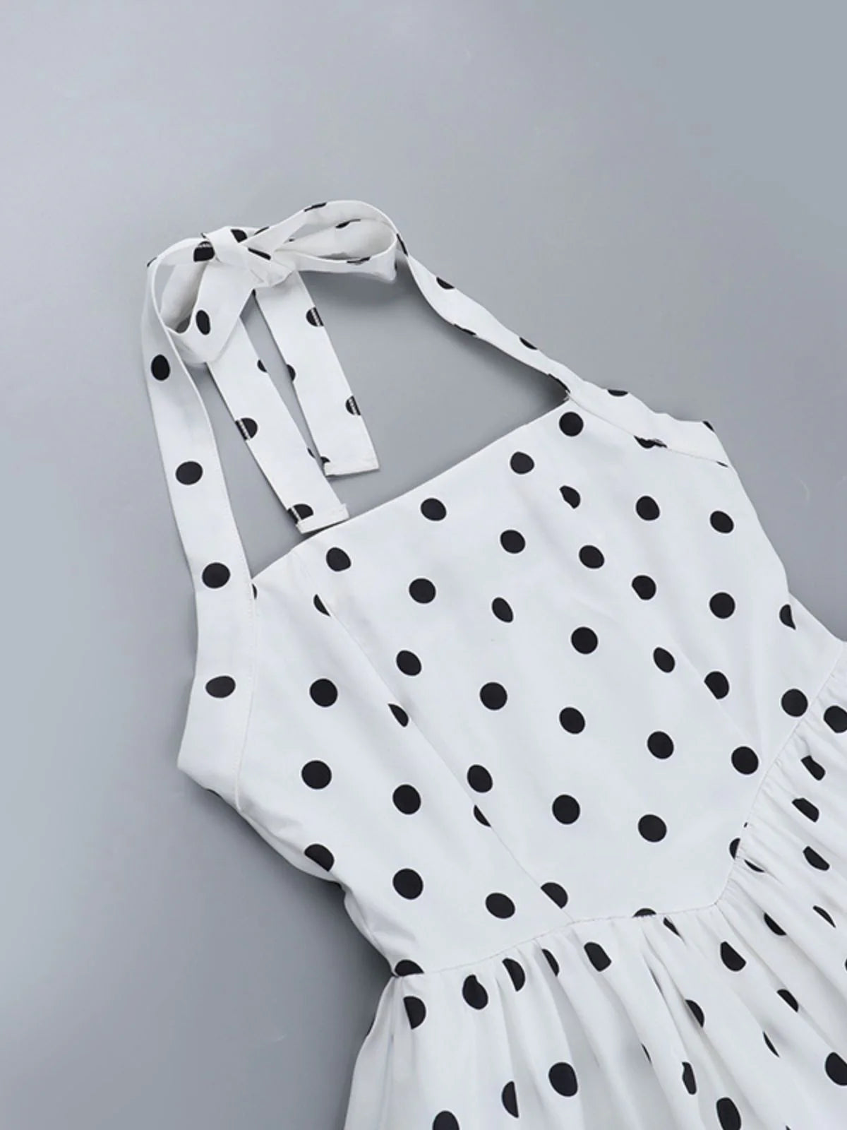 White 1960s Polka Dots Halter Tutu Dress