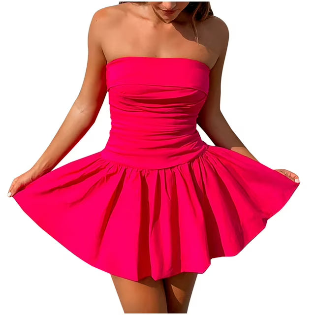 Off-Shoulder Sleeveless Casual Midi Dress for Women