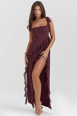 复制cherry ruffle maxi dress-coffer