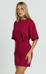 Karyna Mini Dress shirt Dress in Wine