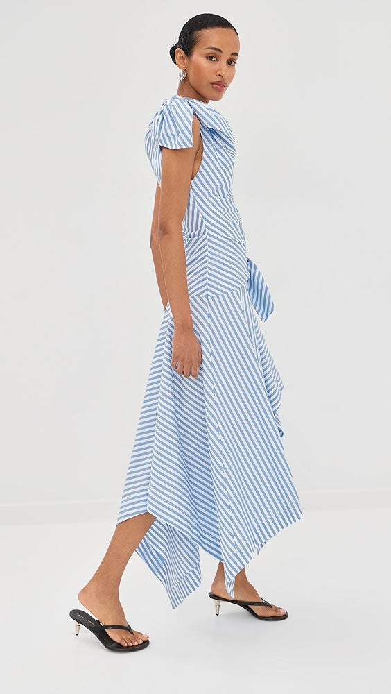 Bow Drape Cascade Dress