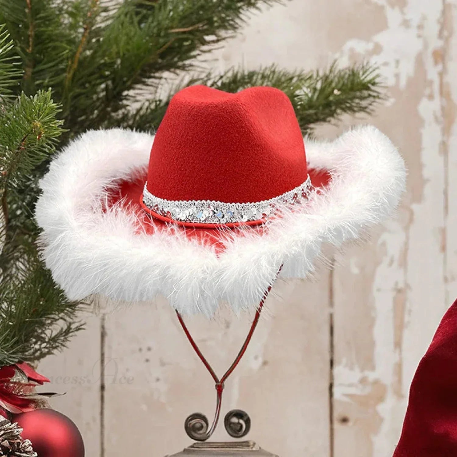 Cowgirl Christmas Sequined Belt Holiday Costume Hat