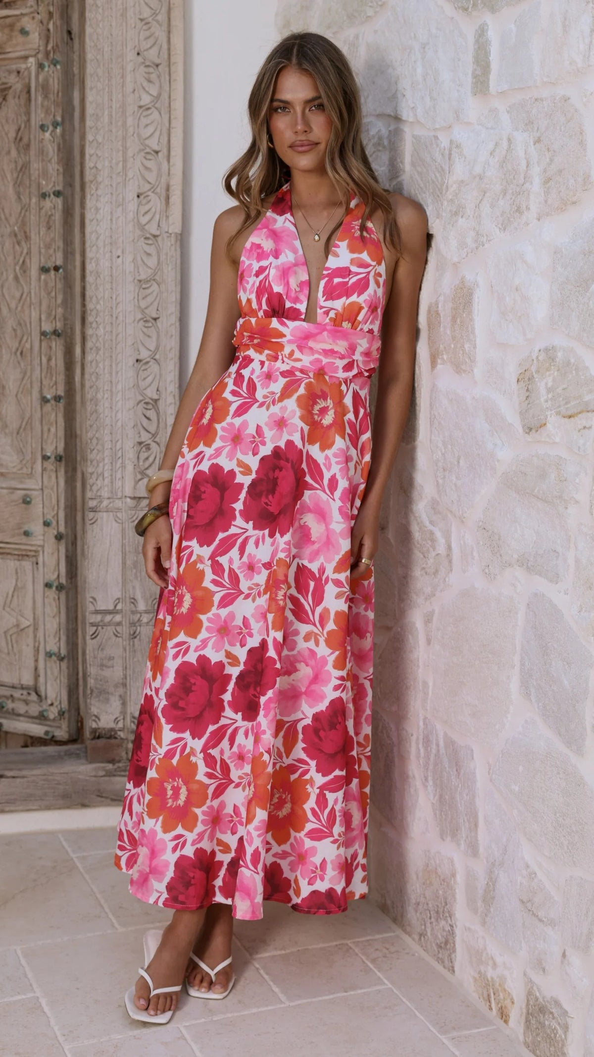 Anara Maxi Dress - Pink Floral