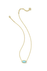 Elisa Gold Pendant Necklace Light Teal Kyocera Opal