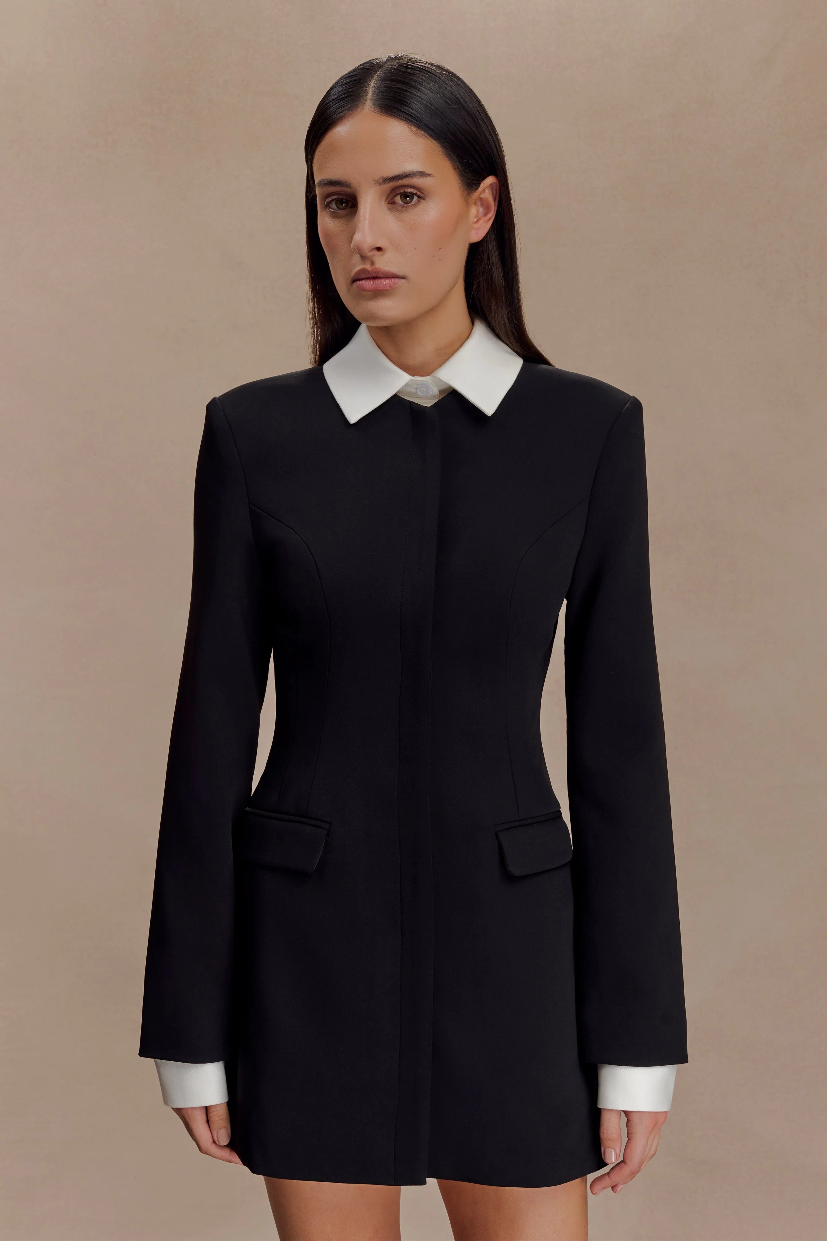 Gretchen Suiting Mini Dress - Black