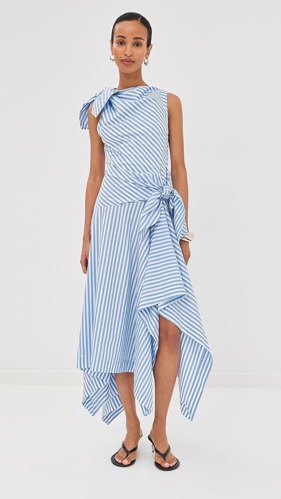 Bow Drape Cascade Dress