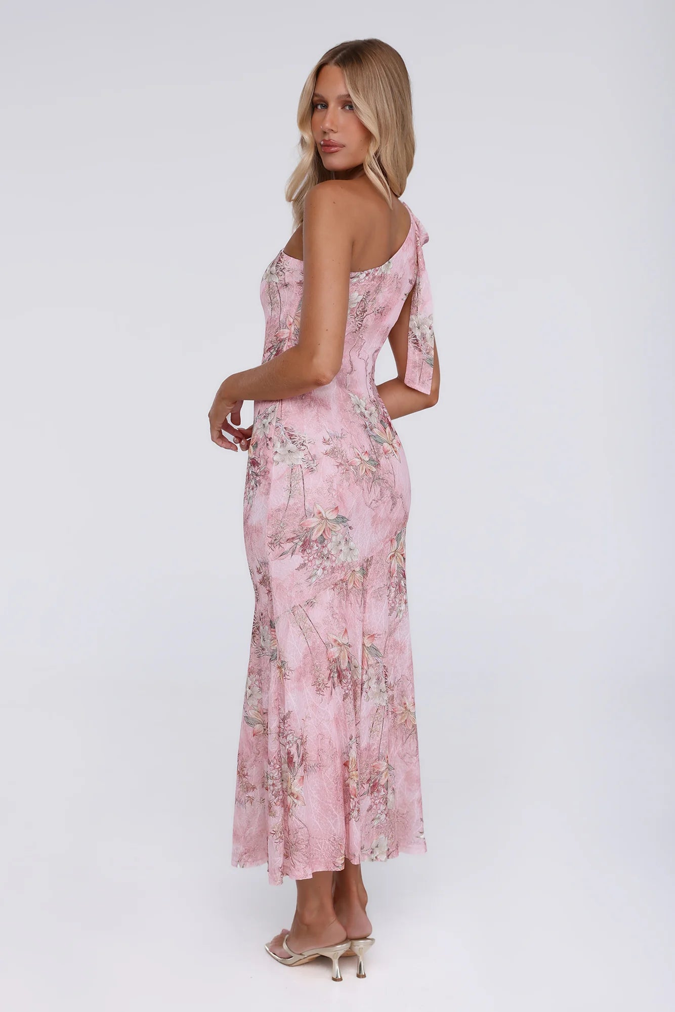 Pretty Whispers One Shoulder Maxi Dress Pink