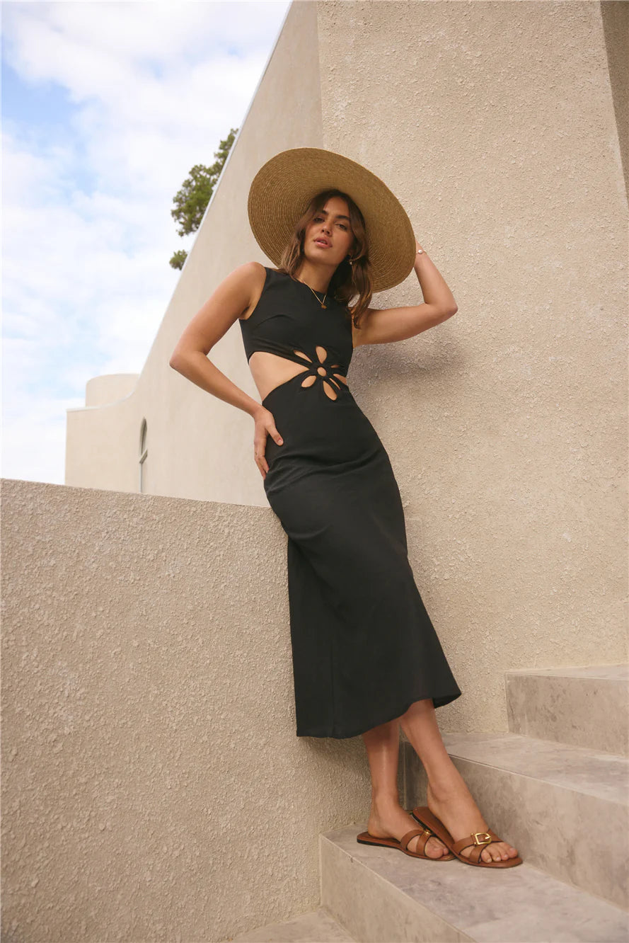 Fluttering Hearts Maxi Dress Black
