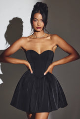 Corset Tulle Mini Dress in Jet Black