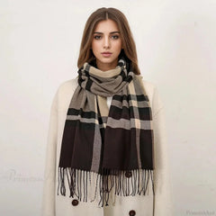 Plaid Print Cashmere Winter Pashmina Scarf - Luxury Travel Essential