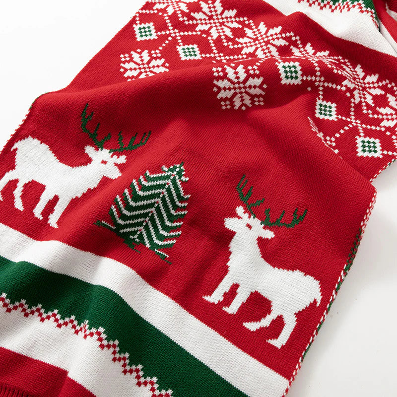 Textured Ribbed Knit Christmas Scarf