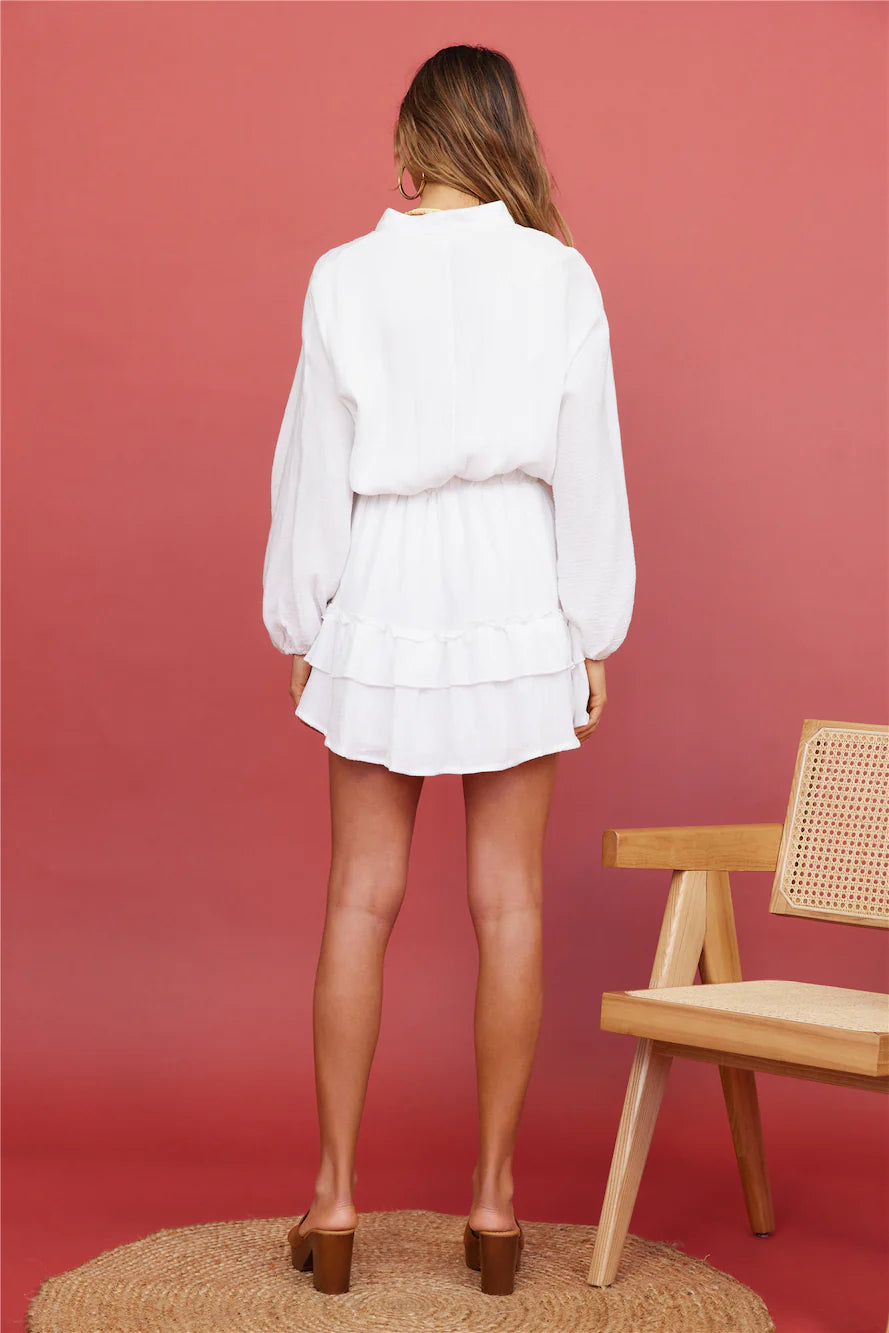 Peach Sunsets Dress White