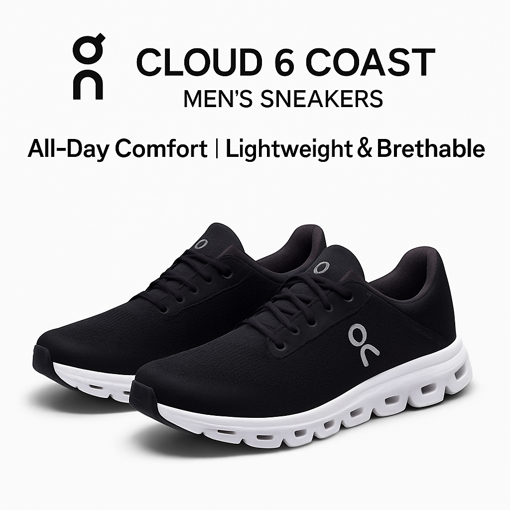 On Cloud 6 Coast Men's Sneakers – 2025 Spring/Summer Collection, Step-In Comfort, Casual Sport Style