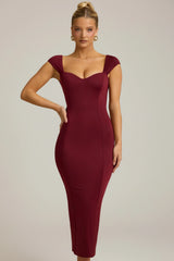 Slinky Jersey Bow-Detail Midaxi Dress in Wine Red