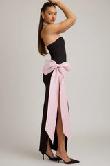 Strapless Bow-Detail Maxi Dress in Black