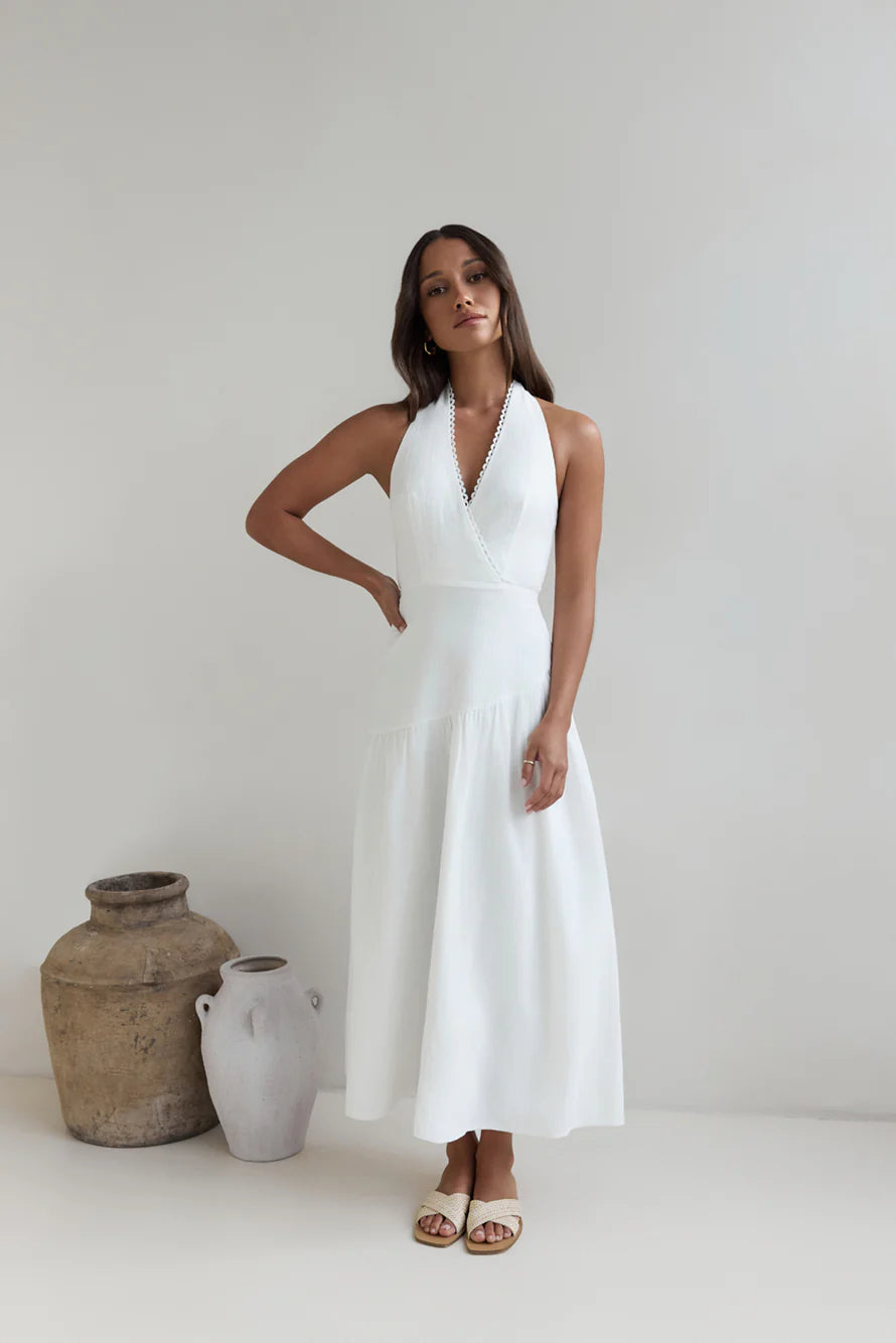 Angelic Song Halter Maxi Dress White