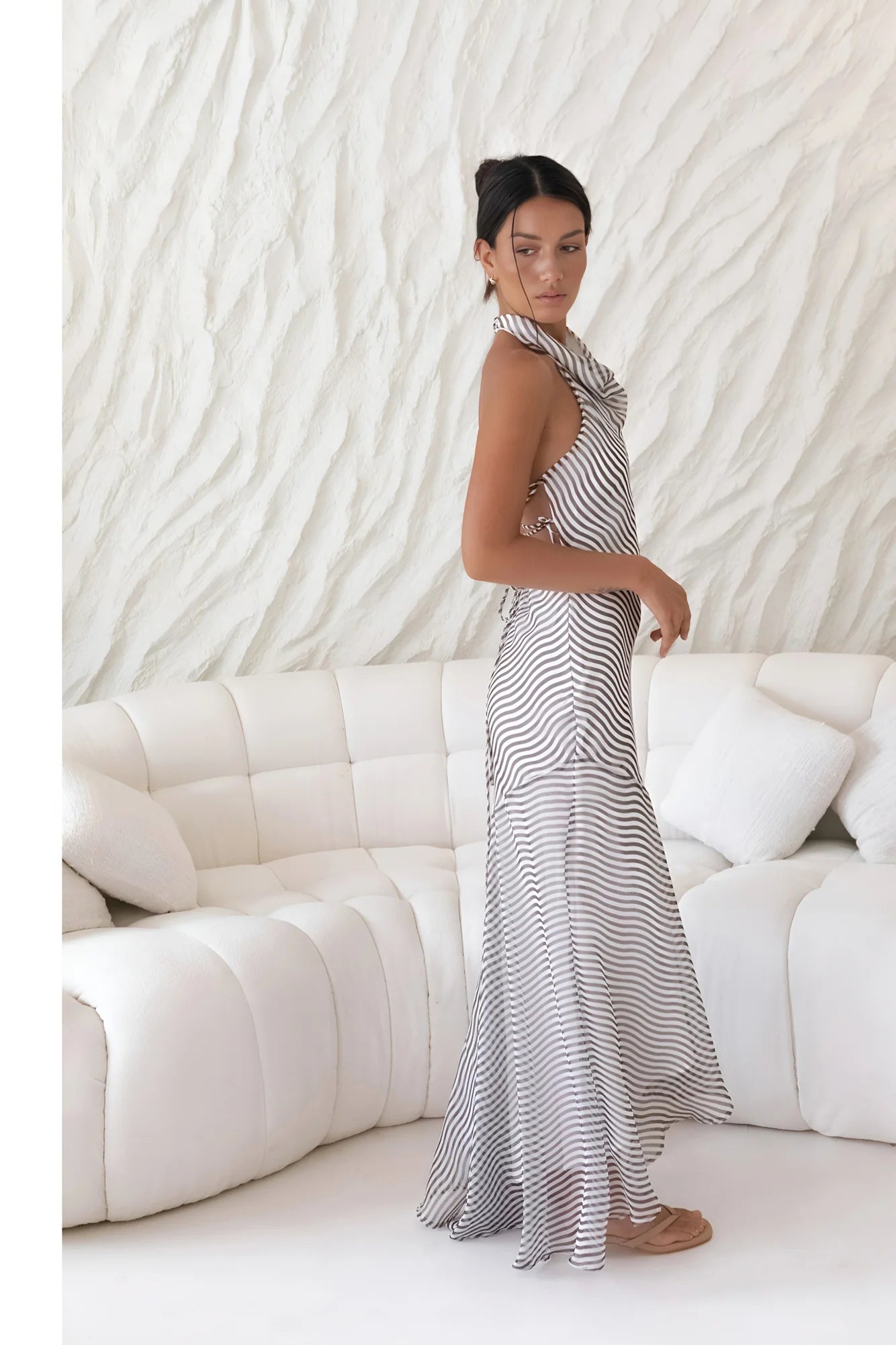 Tidal Wave Maxi Dress Brown